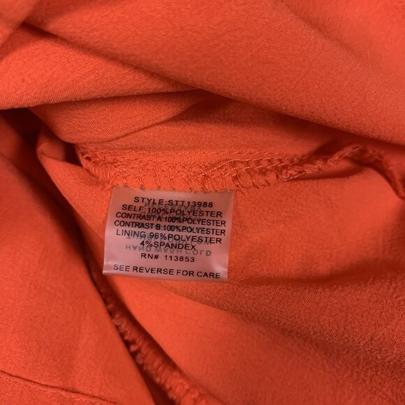 Sugar Lips Orange Mesh Cold Shoulder Top Large Statement Evening Party Chic - Picture 4 of 4